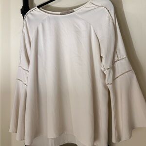 LOFT Cream Bell Sleeve Blouse
